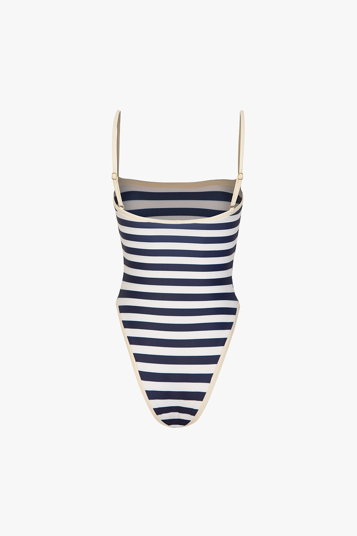 Colorblock One Piece (Navy Cream Stripe)