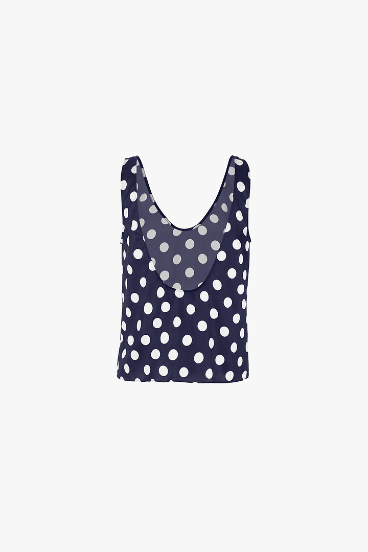 Silk Tank (Navy Polka Dot)
