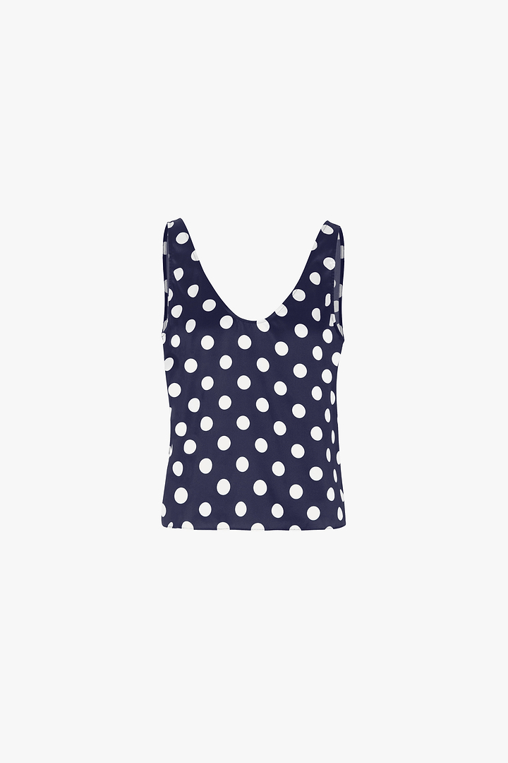 Silk Tank (Navy Polka Dot)