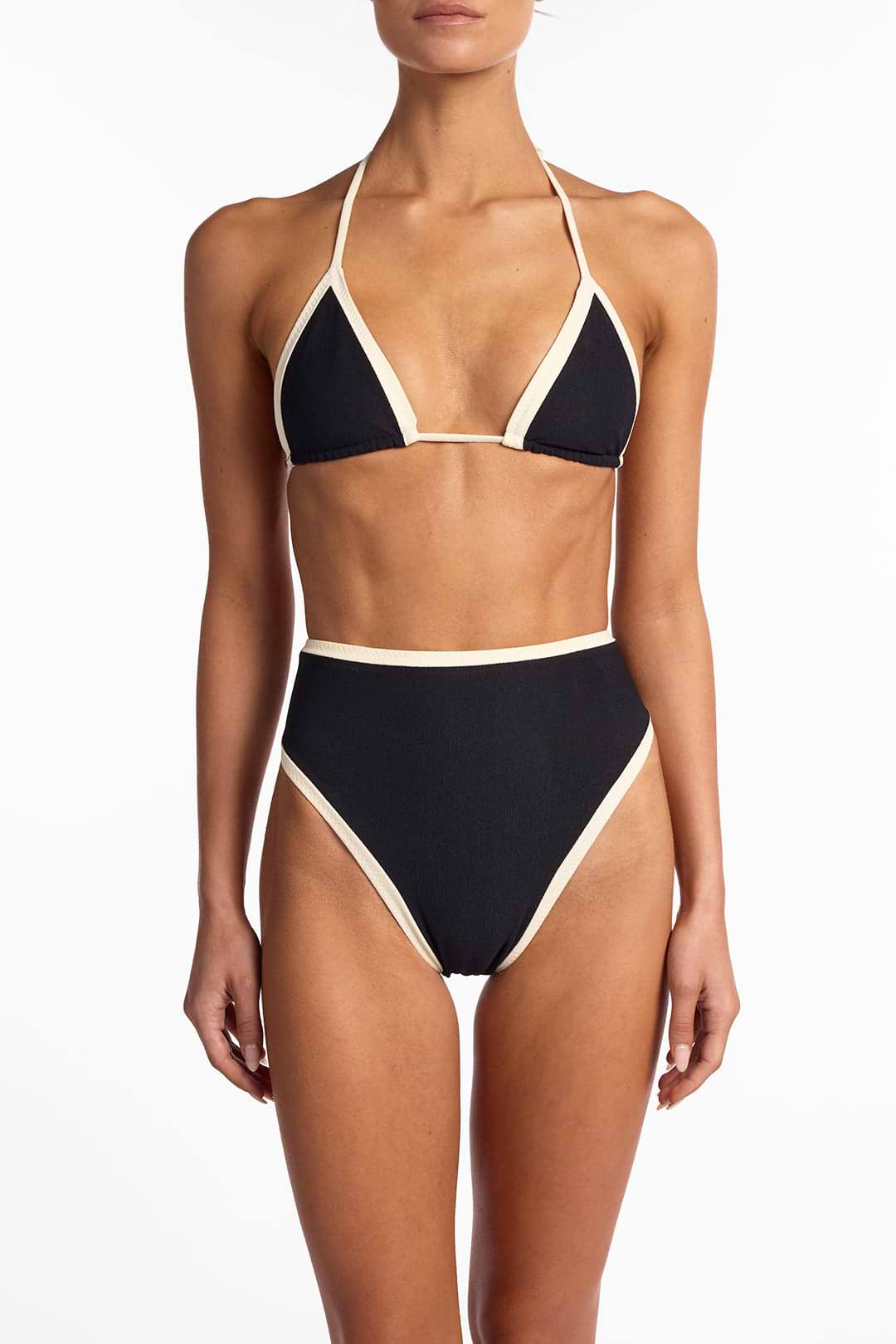 High Rise Bottom (Faux Suede Black/Cream)