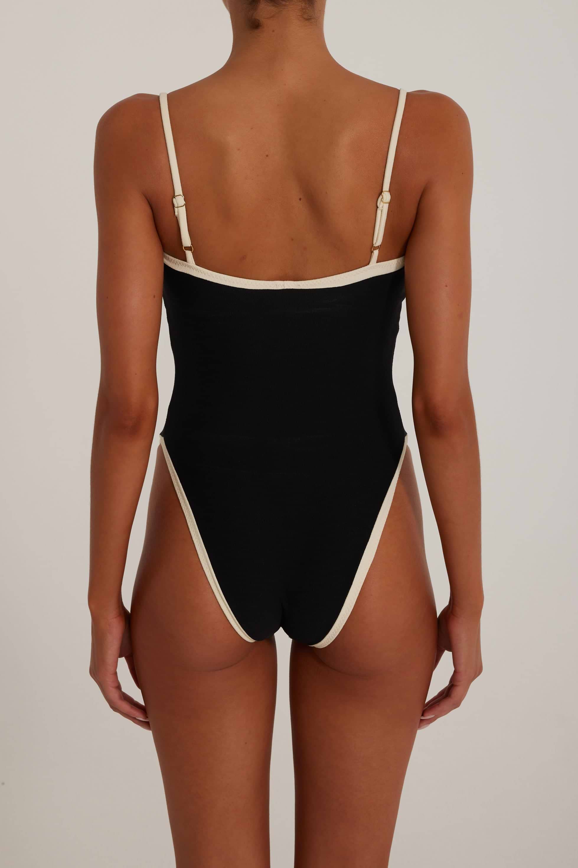 SAME One Piece | Faux Suede Black/Cream