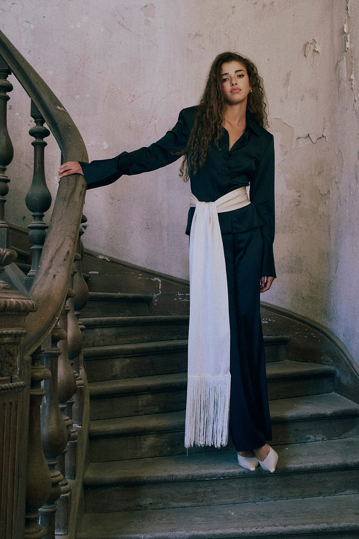 Tailored Silk Blouse (Black)