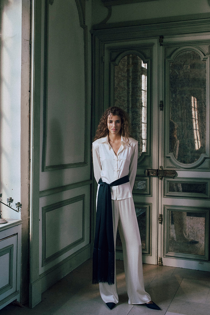 Tailored Silk Blouse (Cream)
