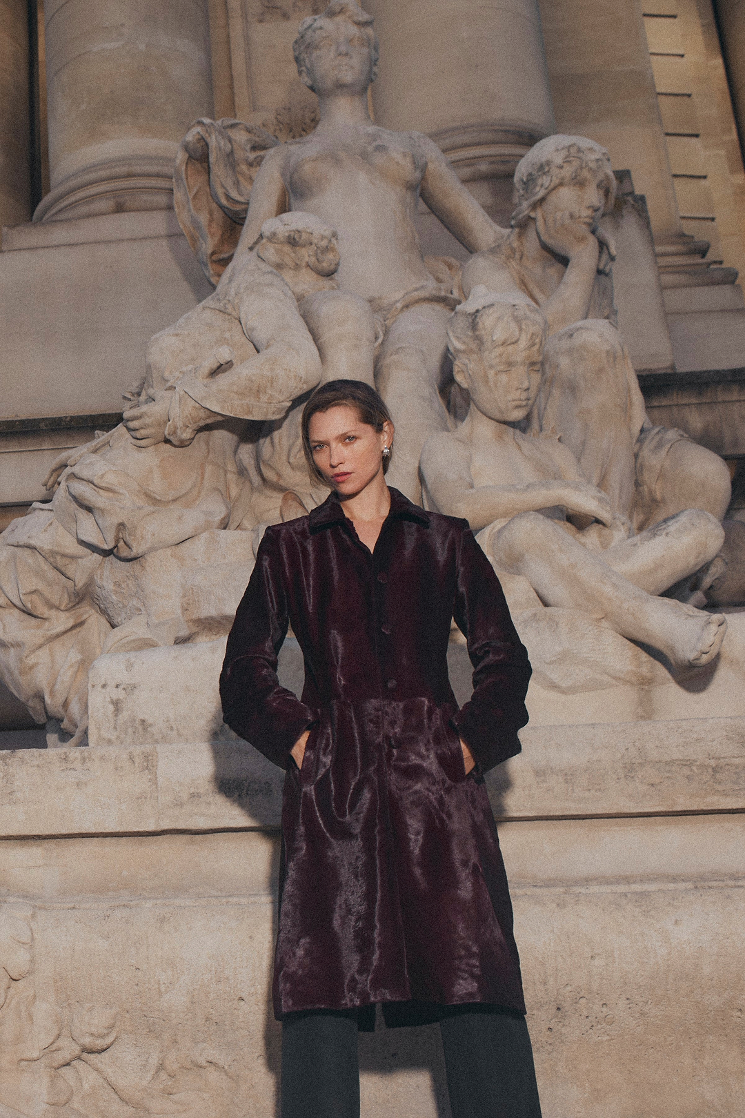 Pony Hair Trench Coat (Oxblood)