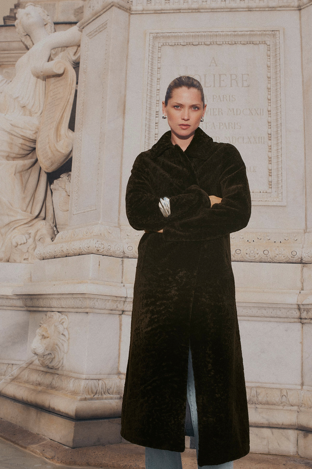 Shearling Long Coat (Espresso)