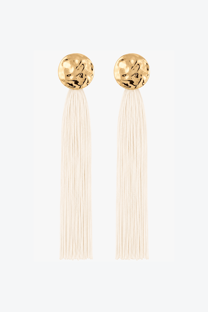 Fringe Tassel Earring (Gold/Cream)