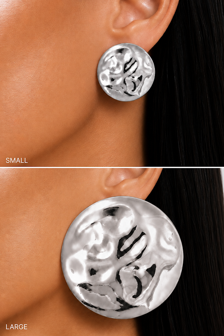 Small Hammered Disc Earring (Silver)