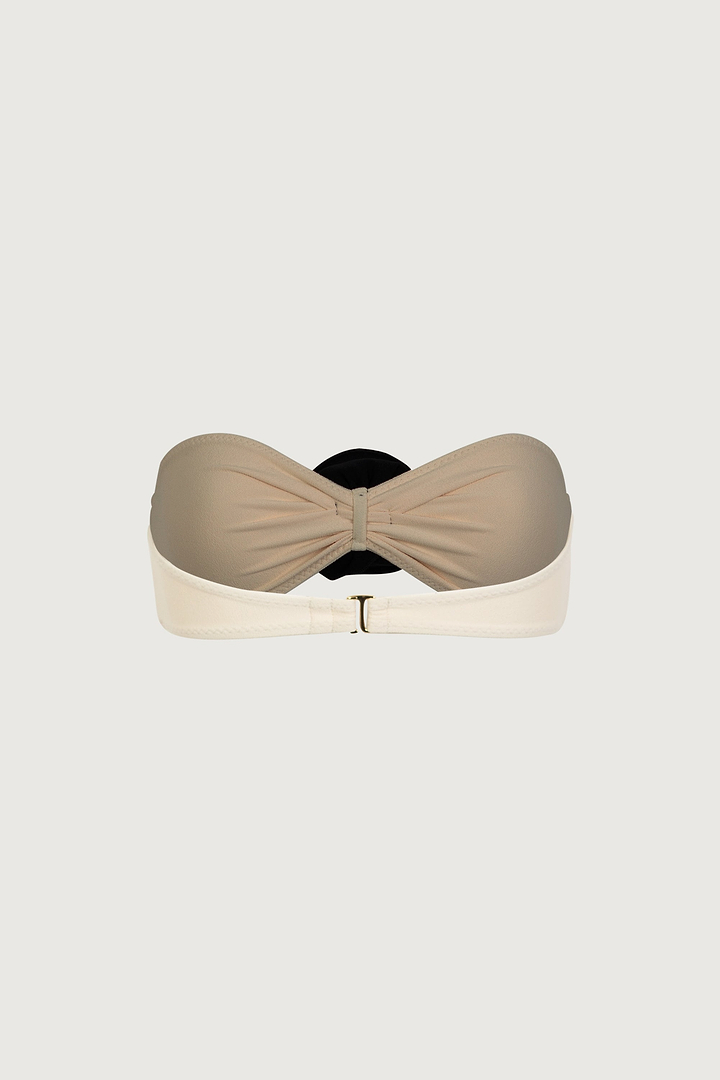Rosette Bandeau Top (Faux Suede Cream/Black)