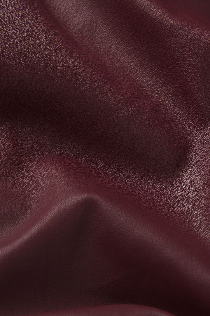 Long Sleeve Leather Mini Dress (Burgundy)