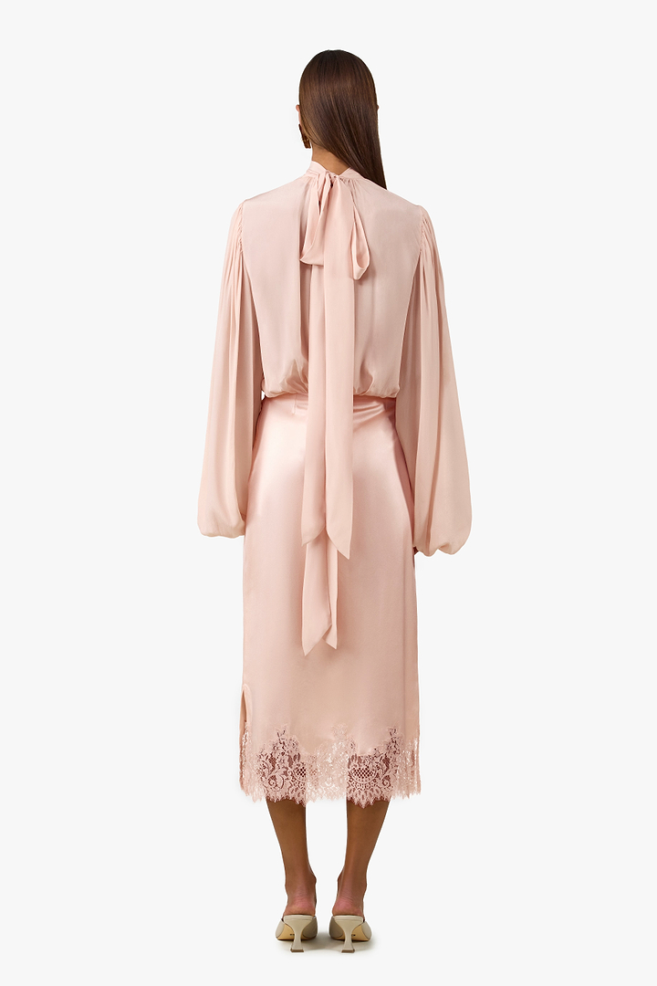 Draped Sleeve Chiffon Top (Rose Clay)
