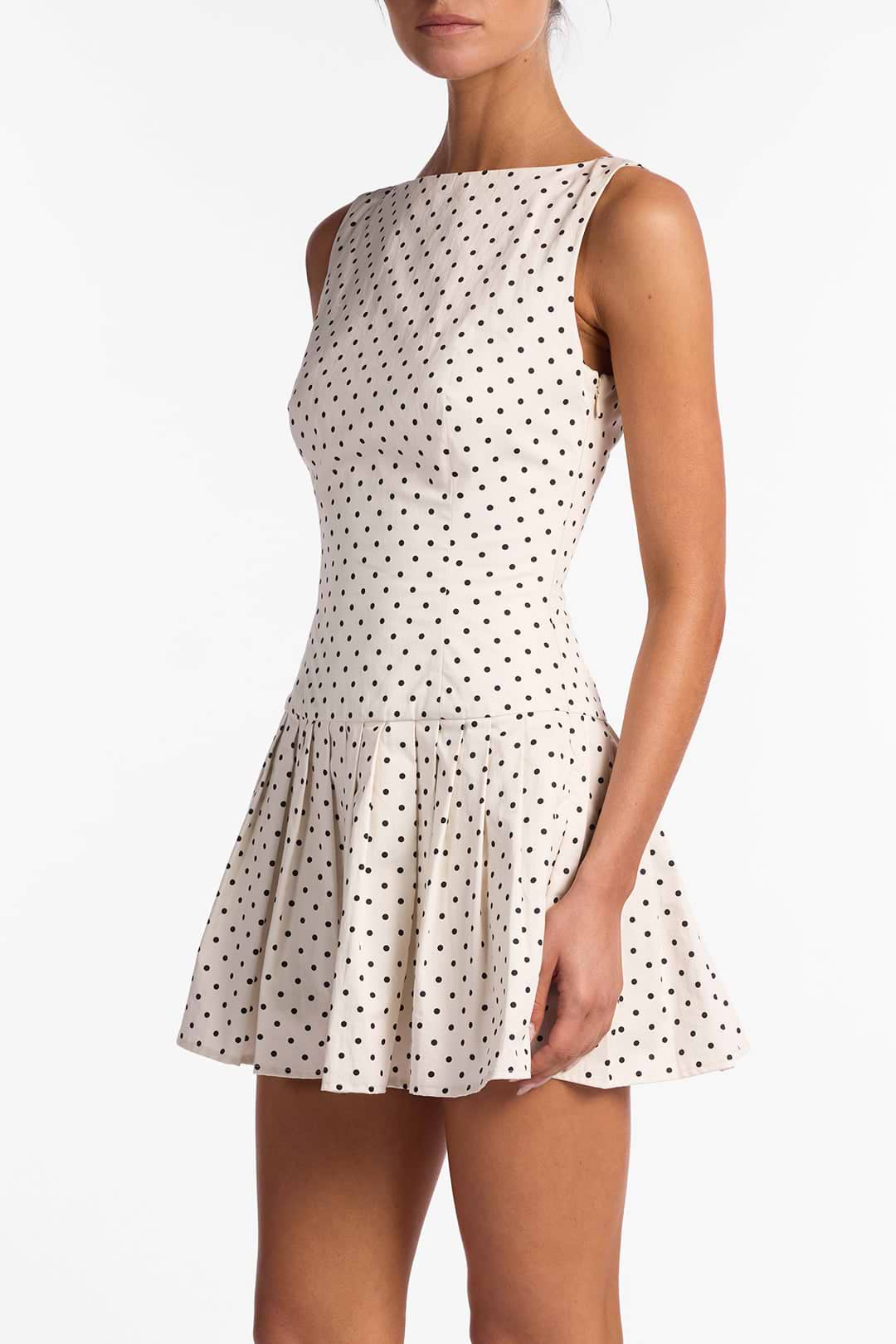 Poplin Mini Dress (Cream Polka Dot)