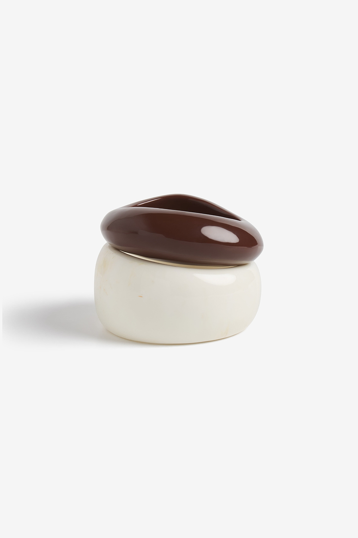 Wave Bangle Set (Bone/Brown Resin)