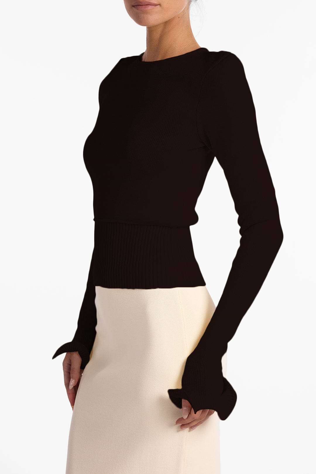 Ruffle Hem Sweater (Black)