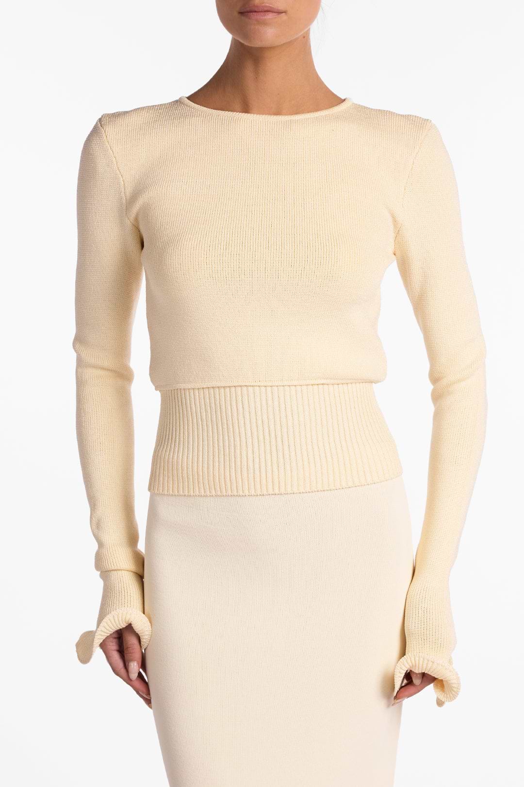 Ruffle Hem Sweater (Cream)