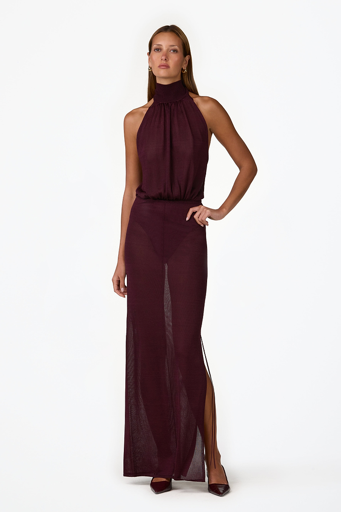 Sleeveless Knit Bodysuit (Merlot Shimmer)
