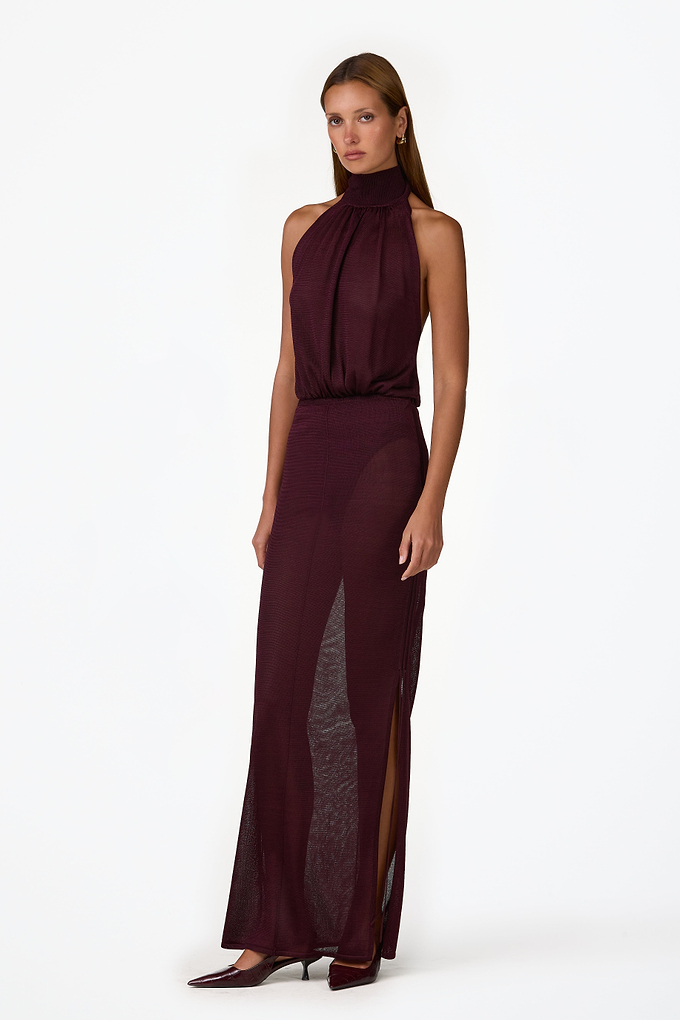 Sleeveless Knit Bodysuit (Merlot Shimmer)