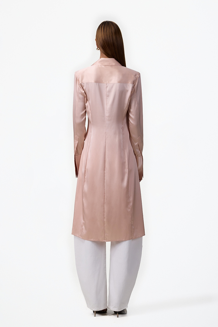 Tailored Silk Duster (Rose Clay)