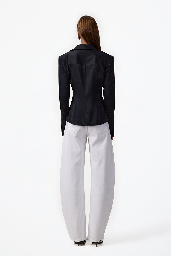 Tailored Silk Blouse (Black)