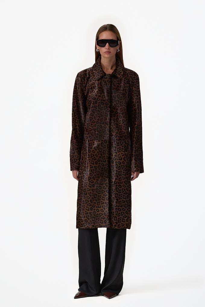 Pony Hair Trench Coat (Leopard)