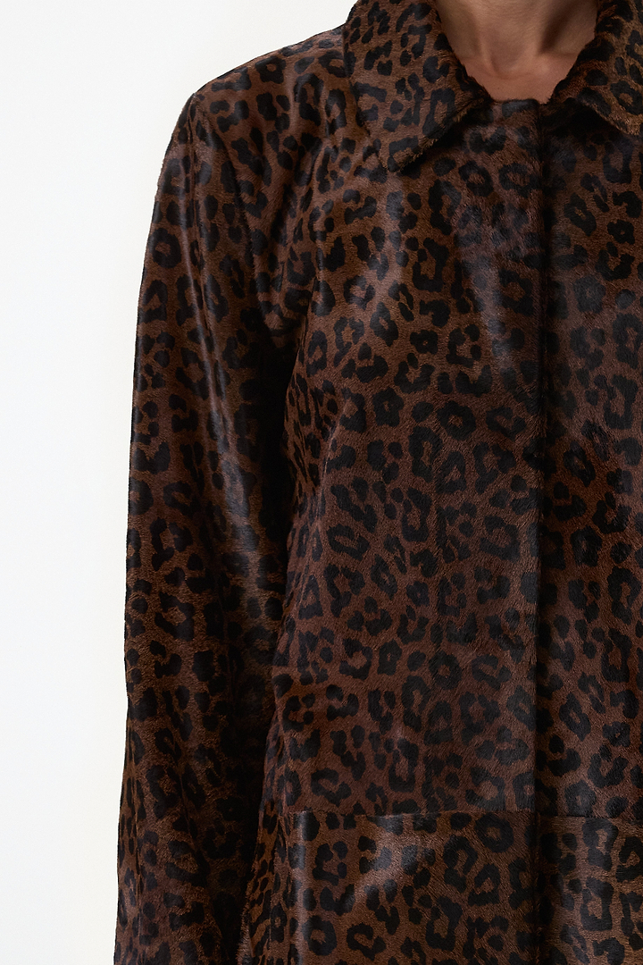 Pony Hair Trench Coat (Leopard)