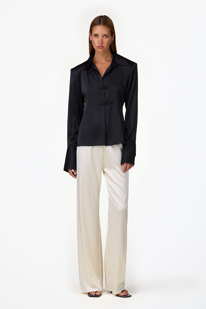 Tailored Silk Blouse (Black)