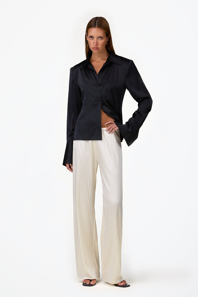 Tailored Silk Blouse (Black)