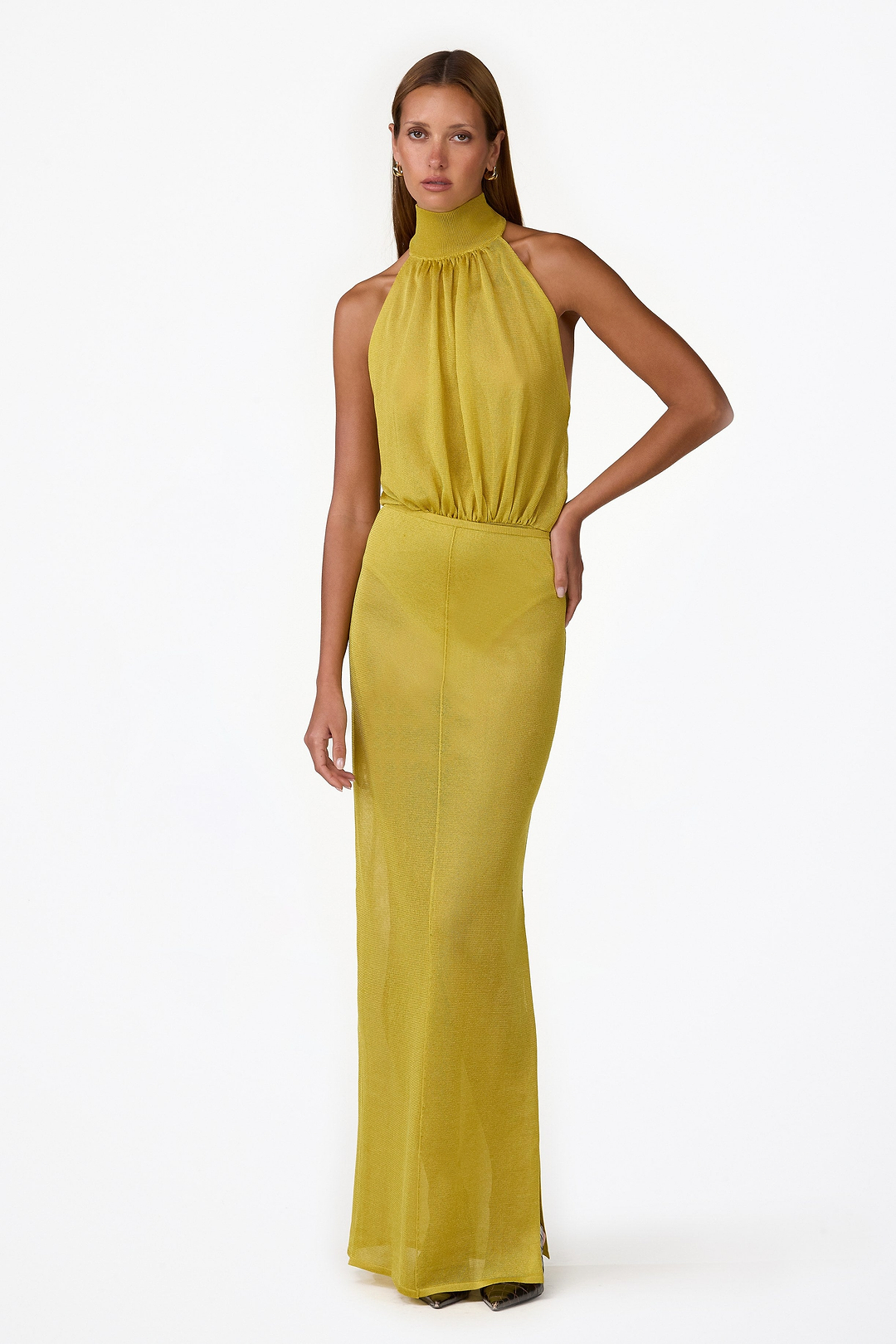 Sleeveless Knit Bodysuit (Chartreuse Shimmer)