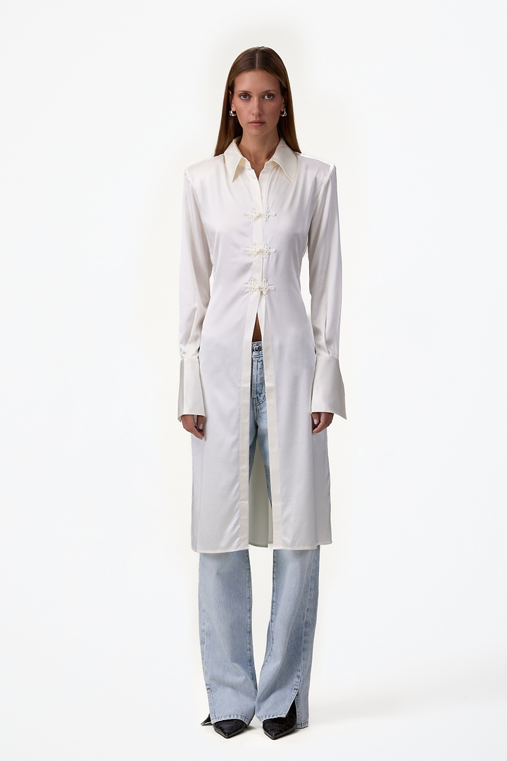 Tailored Silk Duster (Cream)
