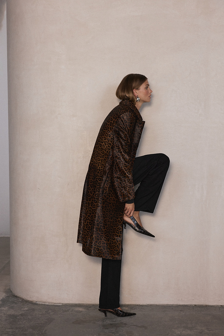 Pony Hair Trench Coat (Leopard)