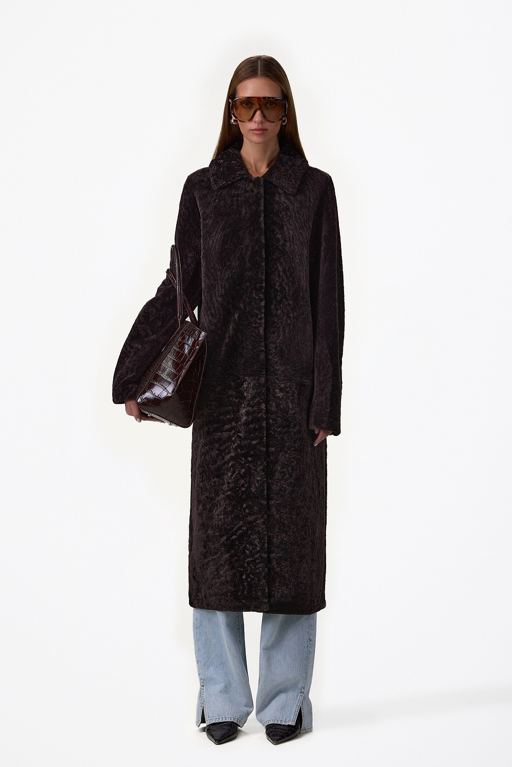 Shearling Long Coat (Espresso)