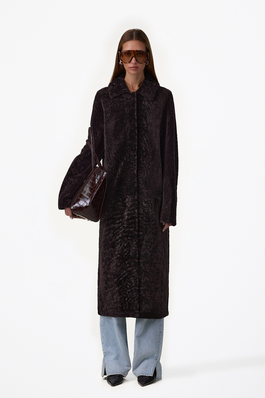 Shearling Long Coat (Espresso)