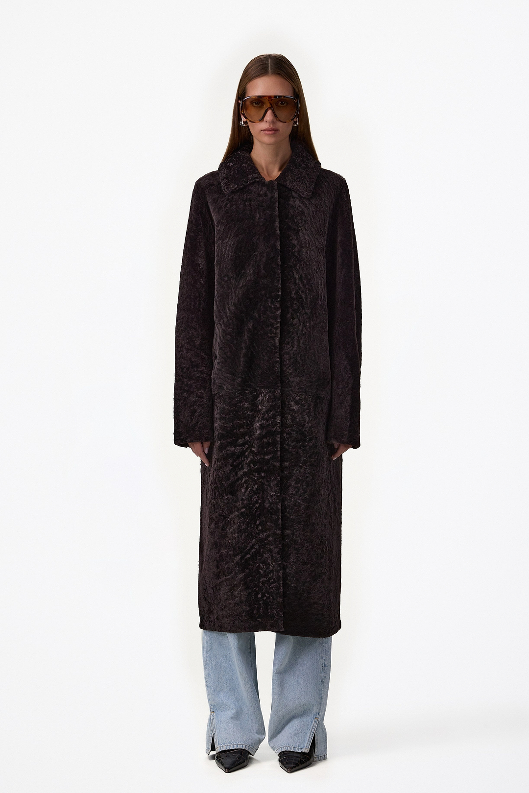 Shearling Long Coat (Espresso)