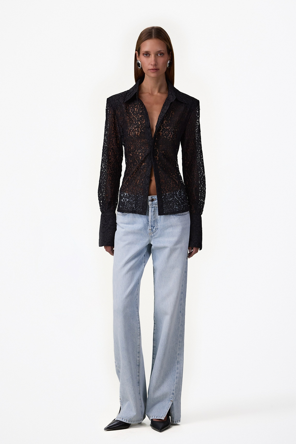 Tailored Lace Blouse (Black)