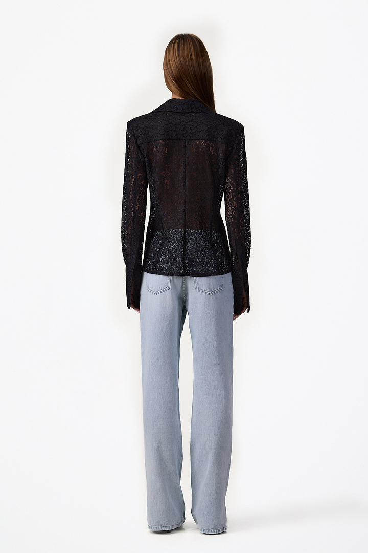 Tailored Lace Blouse (Black)