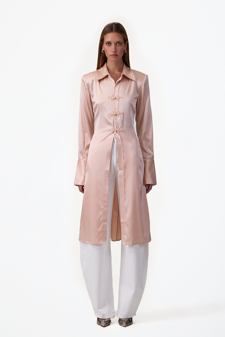 Tailored Silk Duster (Rose Clay)