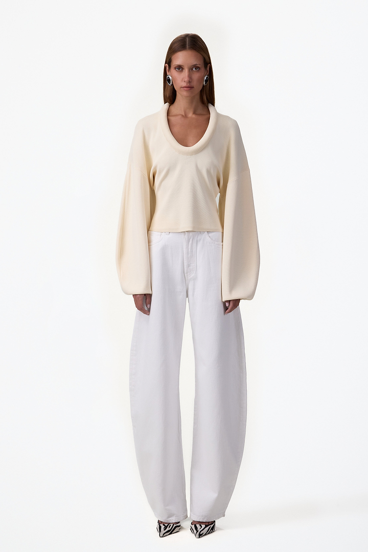 Knit Barrel Sweater (Cream)