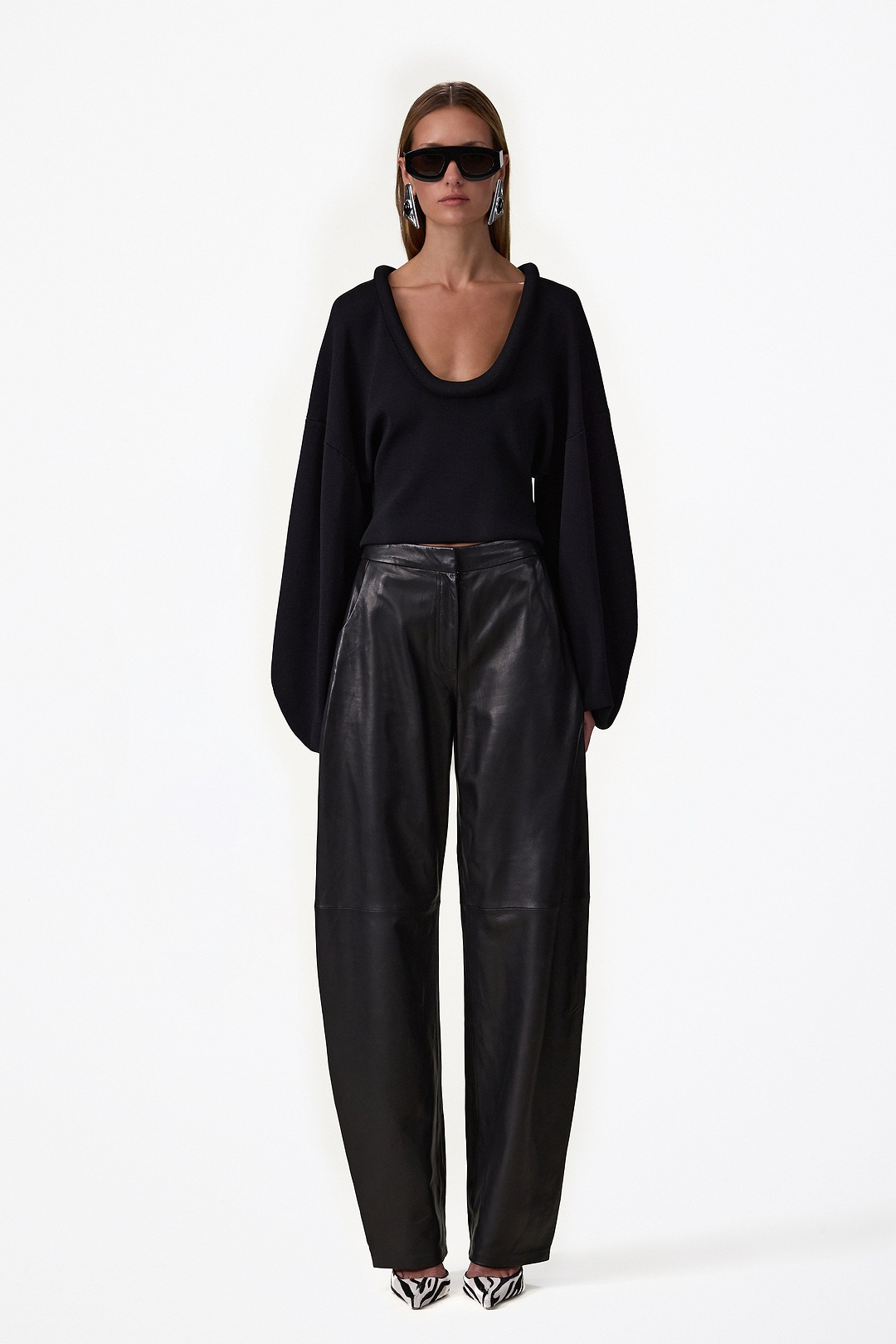 Leather Barrel Pant (Black)