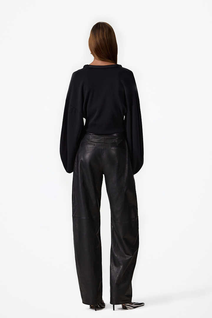 Leather Barrel Pant (Black)