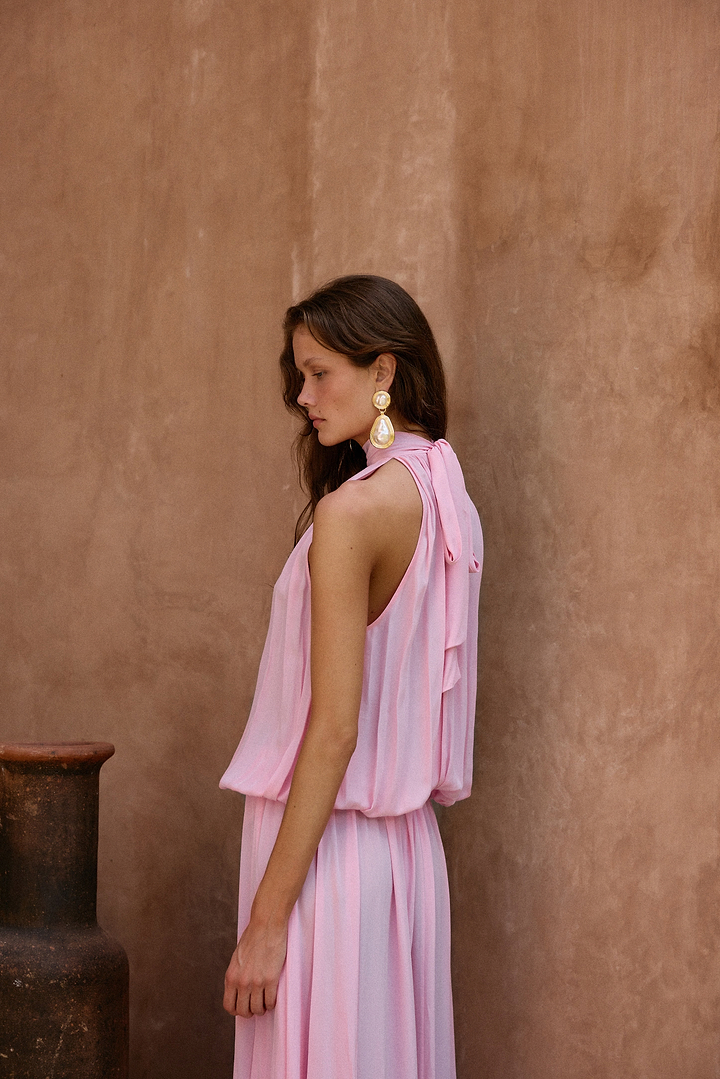Drop Waist Chiffon Gown (Lilac Pink)