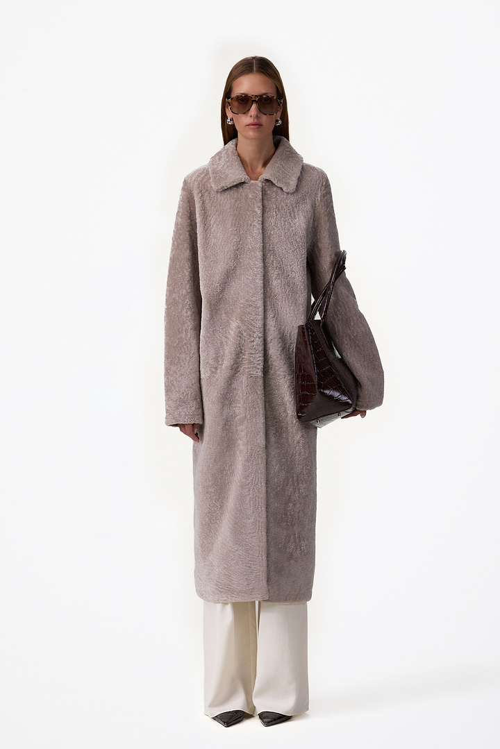 Shearling Long Coat (Greige)