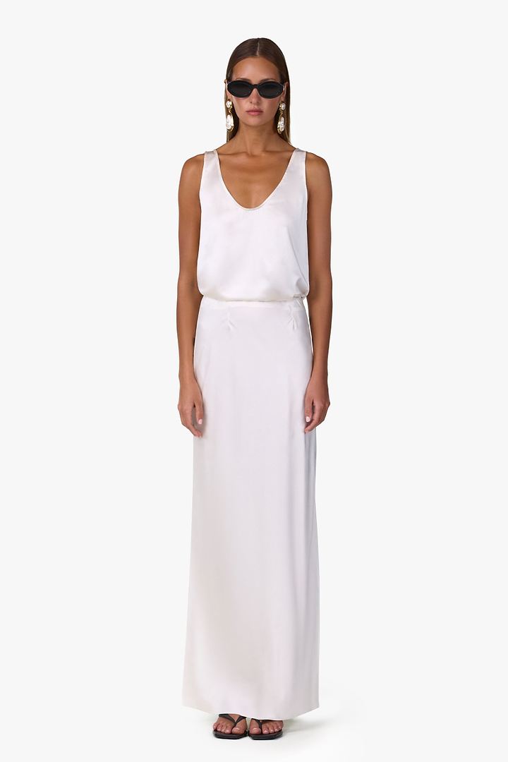 Silk Maxi Skirt (Cream)