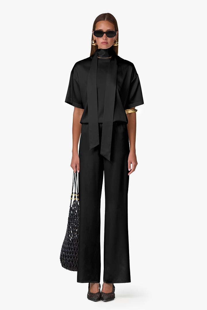 Silk Tee w/ Scarf (Black)