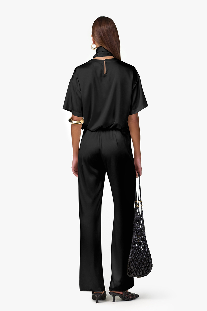 Silk Tee w/ Scarf (Black)