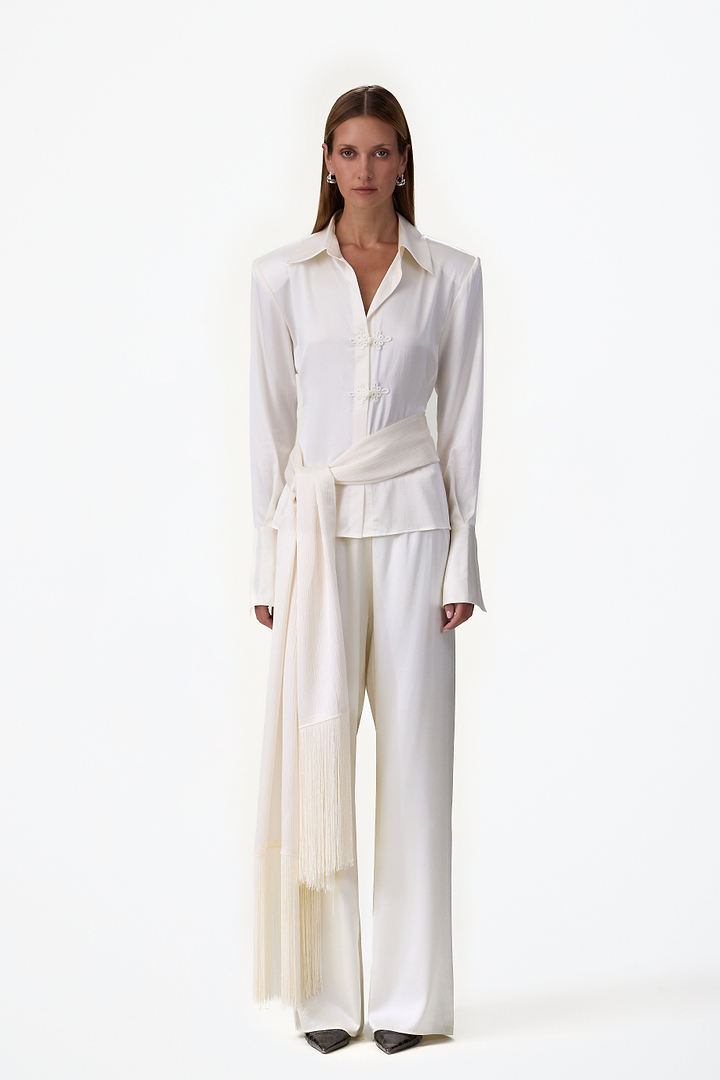 Tailored Silk Blouse (Cream)
