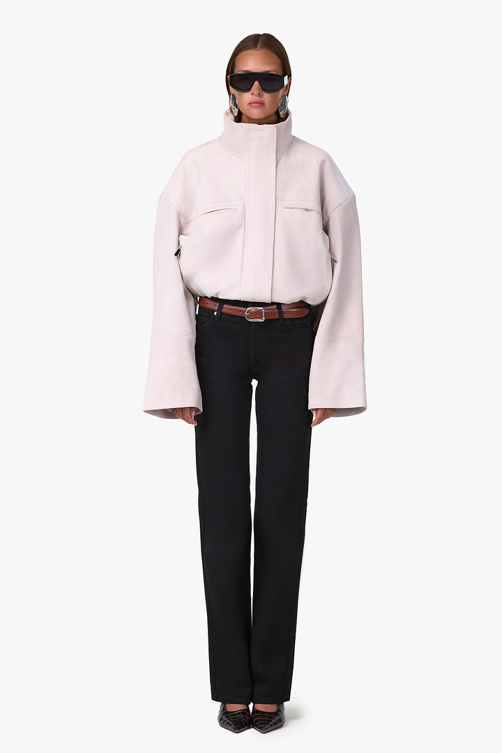 The Suede Bomber Jacket (Taupe)