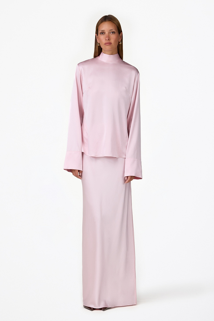 Silk Long Sleeve Blouse (Dusty Pink)