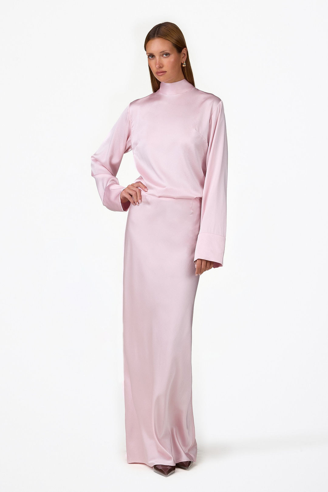 Silk Maxi Skirt (Dusty Pink)