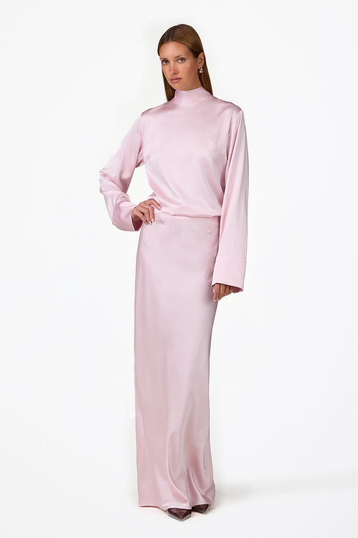 Silk Maxi Skirt (Dusty Pink)