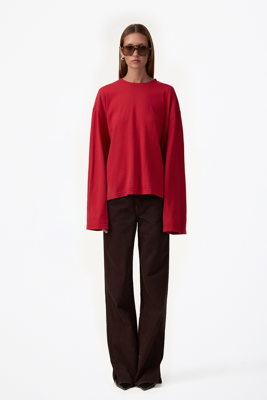 The Boyfriend Long Sleeve Tee (Red)