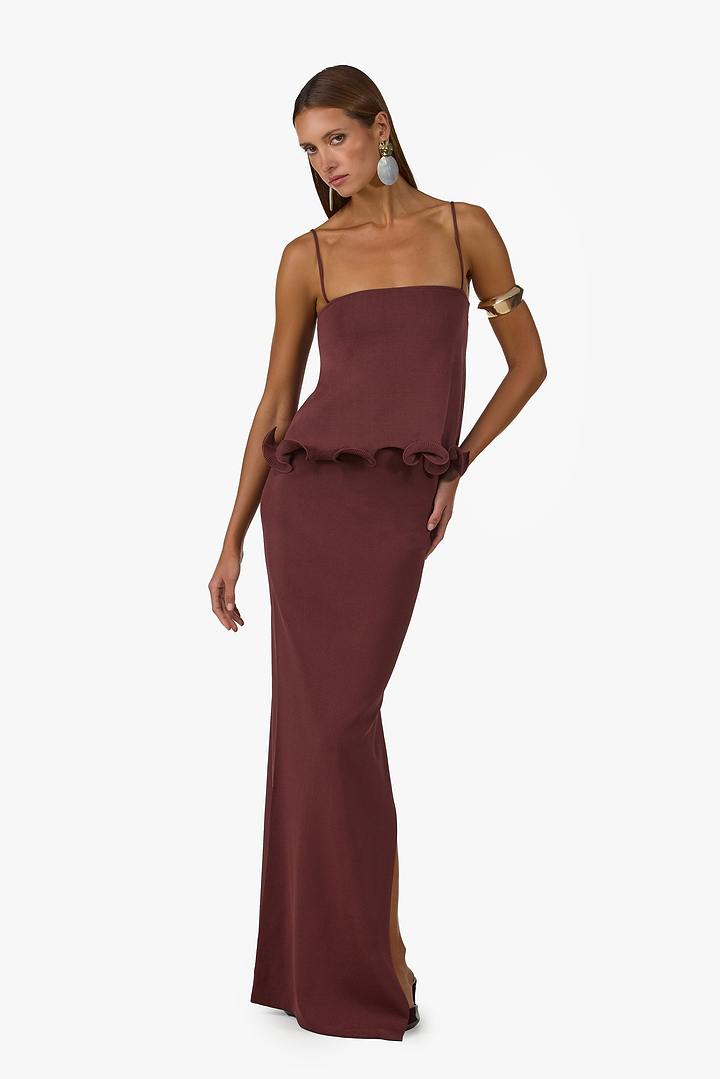 Ruffle Hem Tank (Chocolate Brown)